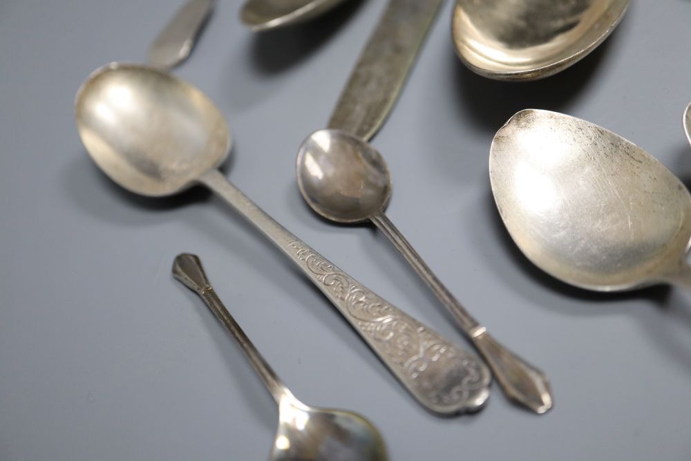 A collection of Georgian and later silver flatware,